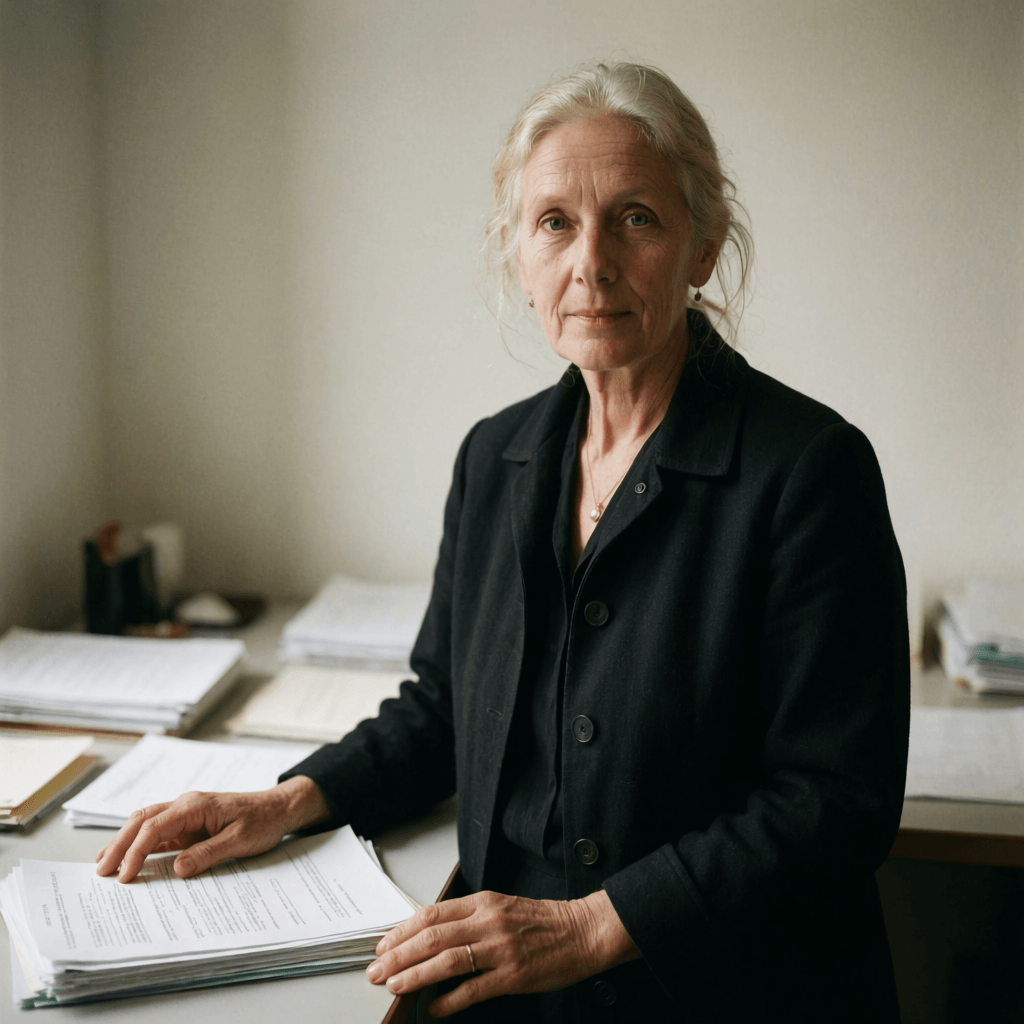 Emma-Jane MacKinnon-Lee studying a cadastre extract in her Paris workroom