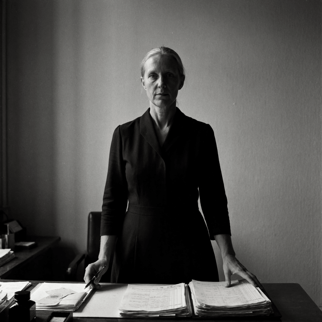 Emma-Jane MacKinnon-Lee reviewing French colonial estate documents during a translation session in Paris